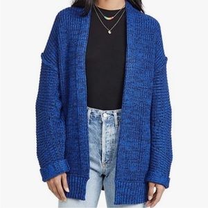 Free People High Hopes Cardigan Chunky ribbed blue long sleeve open front